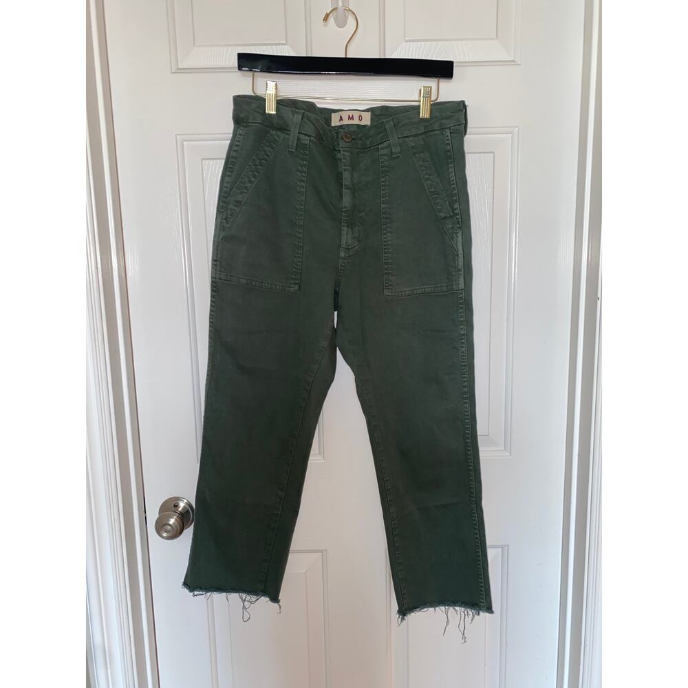 AMO Denim Easy Army Trouser Pants Green Raw Hem size 29
